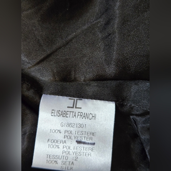 Elisabetta Franchi Italy Black Cropped Silk Lined Blazer Jacket. Size 42/ Sm-m - Picture 11 of 14
